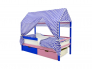 Кровать-домик Svogen с ящиками и бортиком синий-лаванда
