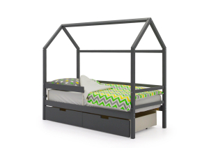 Кровать-домик Svogen с ящиками и бортиком графит