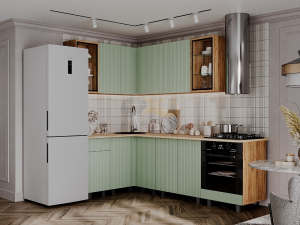 Кухня Оливия NEW 1,4х2,4м Олива софт, Дуб Крафт
